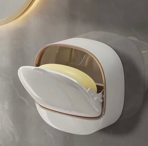 Wall Mounted Soap Box With Flip Cover, Soap Holder With Drainage Tray, Soap Holder With Lid, ABS Soap Box With Lid
