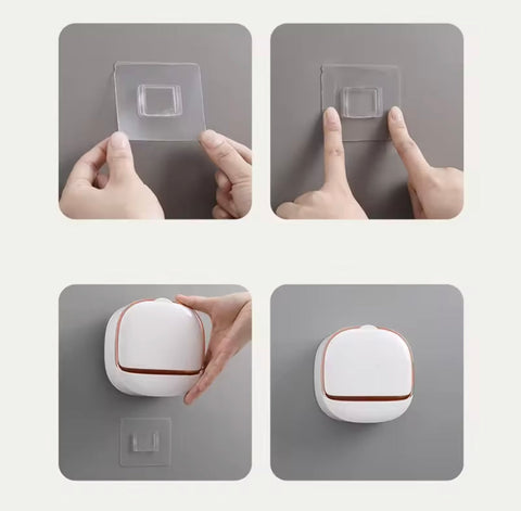 Wall Mounted Soap Box With Flip Cover, Soap Holder With Drainage Tray, Soap Holder With Lid, ABS Soap Box With Lid