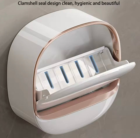 Wall Mounted Soap Box With Flip Cover, Soap Holder With Drainage Tray, Soap Holder With Lid, ABS Soap Box With Lid