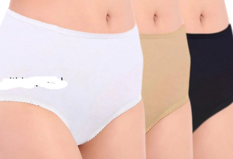 Basic High Waist Cotton Panty Pack of 2 - FL-512 - Black Skin & White
